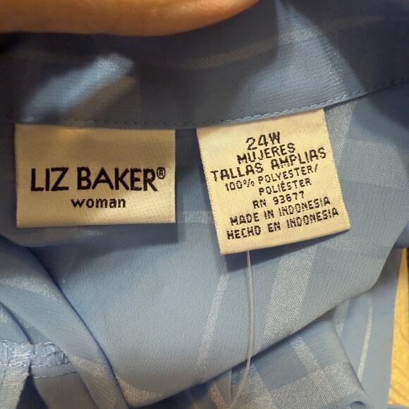 Liz Baker Women's Size 24W Blue Short Sleeve Button Up Blouse & Shell Set #3539 - Picture 5 of 8
